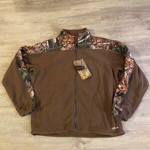 Lodge Outfitters Men’s Large Camo Fleece Jacket Zip Front Outdoors Hunting 42-44